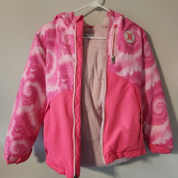 Hurley Pink Tie-Dye Kids Puffer Jacket - Picture 1 of 3